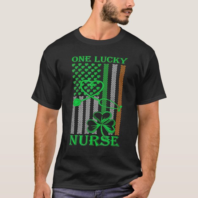 Camiseta Irish American Flag St Patrick's Day One Lucky Nur (Anverso)
