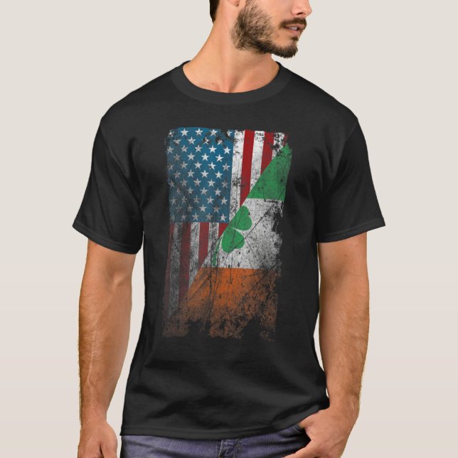 Camiseta Irish American Flag St Patricks Pride Shamrock Ire (Anverso)