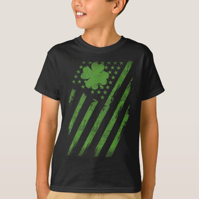 Camiseta Irish American Flag With Shamrock Luck St Patrick' (Anverso)