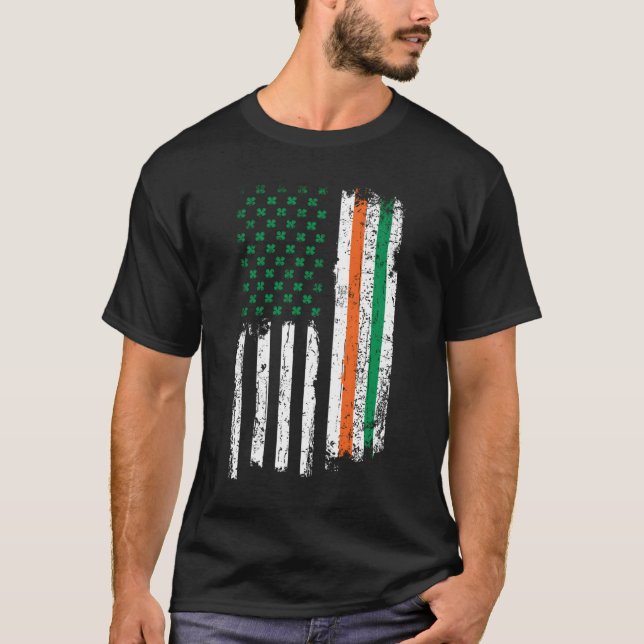 Camiseta Irish American Shamrock FlagUs Paddy St Patricks D (Anverso)