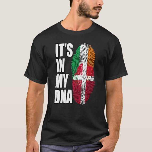 Camiseta Irish And Danish DNA Flag Heritage (Anverso)