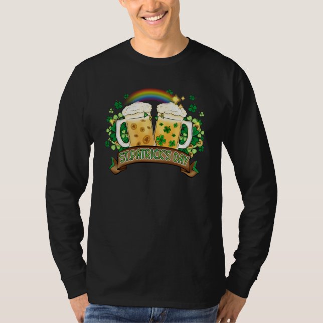 Camiseta Irish Beer and Shamrocks Rainbow and Beers St Patr (Anverso)