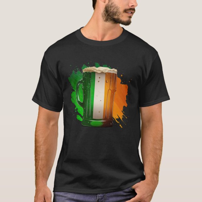 Camiseta Irish Beer Ireland Flag St Patricks Day Shamrock D (Anverso)