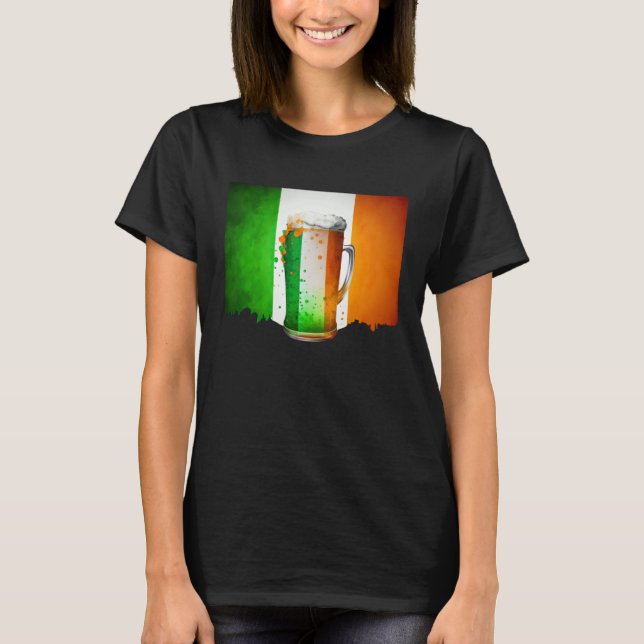 Camiseta Irish Beer Ireland Flag St Patricks Day Shamrock D (Anverso)