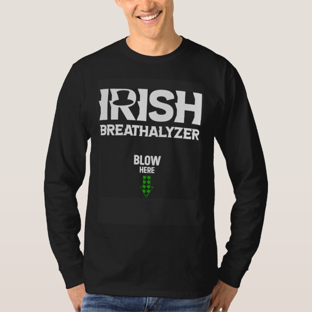 Camiseta Irish Breathalyzer blow here  Adult St Patricks Da (Anverso)