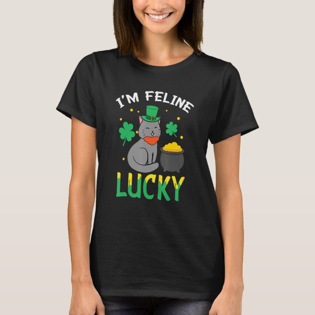 Camiseta Irish Cat Leprechaun I'm Feline Lucky Cat St Patri (Anverso)