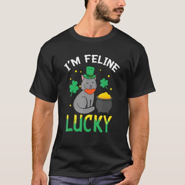 Camiseta Irish Cat Leprechaun I'm Feline Lucky Cat St Patri (Anverso)