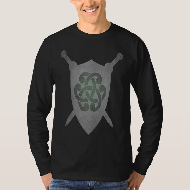 Camiseta Irish Celtic Knot Medieval Heraldry Swords Shield  (Anverso)