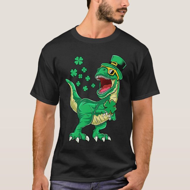 Camiseta Irish Dinosaur T rex Happy St Patrick's Day Toddle (Anverso)