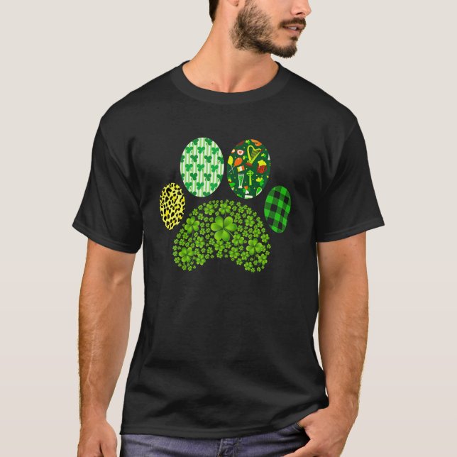 Camiseta Irish Dog Paw Clovers St Patrick's Day Lucky Shamr (Anverso)