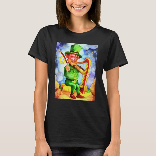 Camiseta Irish Elf With Fiddle and Harp (Anverso)