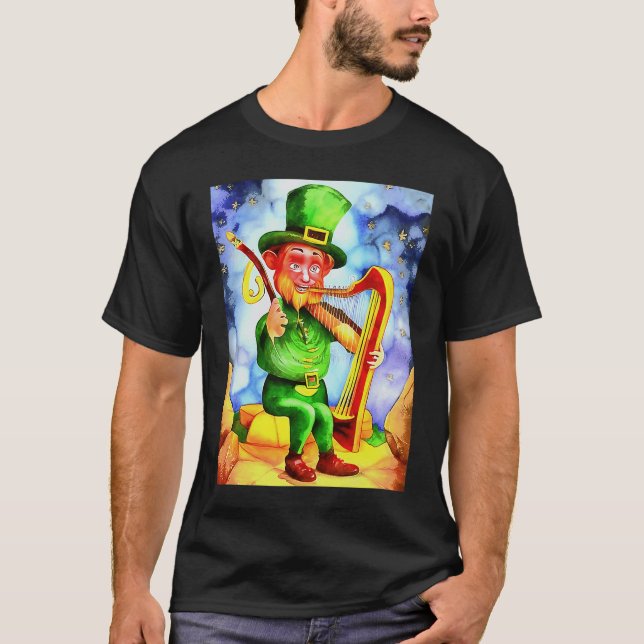 Camiseta Irish Elf With Fiddle and Harp (Anverso)