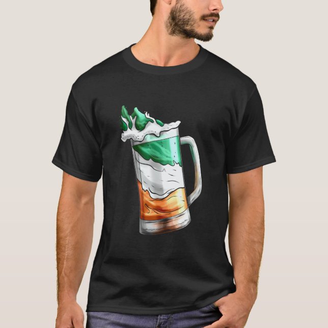 Camiseta Irish Flag Coloured Glass Of Beer On St Patricks D (Anverso)