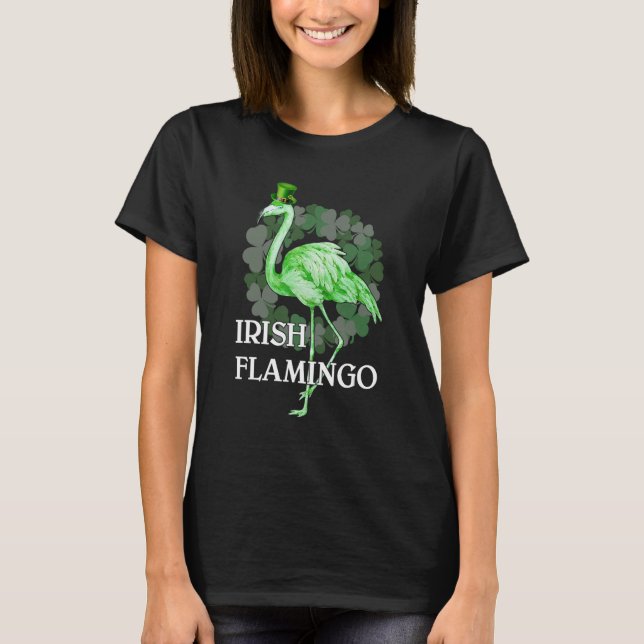 Camiseta Irish Flamingo Shamrock Lucky Leaf Outfit for Patr (Anverso)