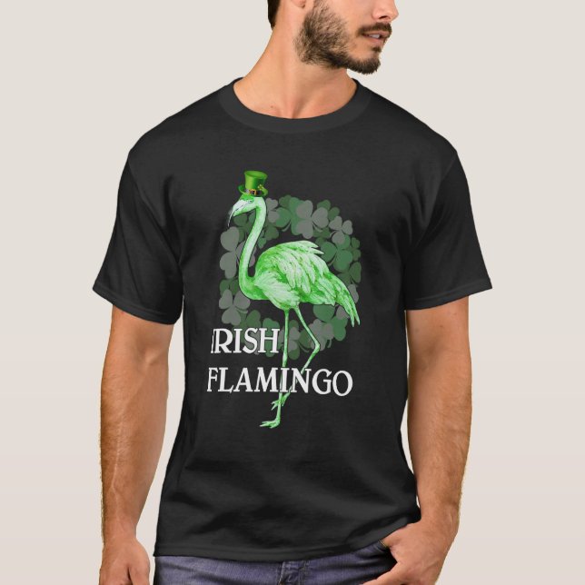 Camiseta Irish Flamingo Shamrock Lucky Leaf Outfit for Patr (Anverso)
