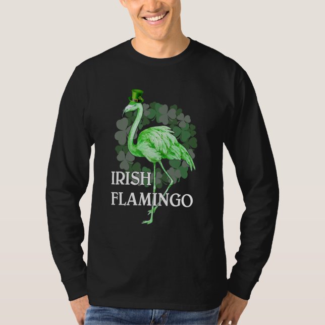 Camiseta Irish Flamingo Shamrock Lucky Leaf Outfit for Patr (Anverso)