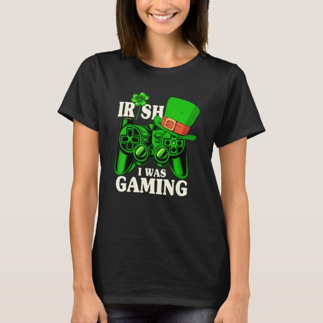 Camiseta Irish I Was Gaming Controller Boys Gamer St Patric (Anverso)