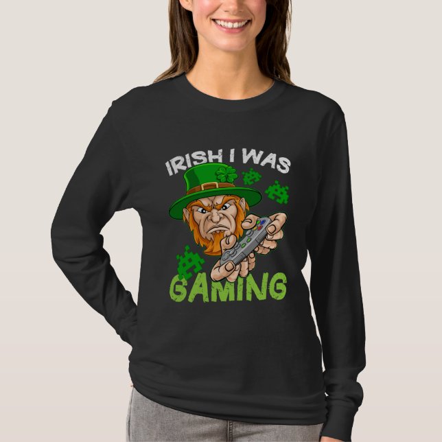 Camiseta Irish I Was Gaming St Patricks Day Gamer Boys Men (Anverso)