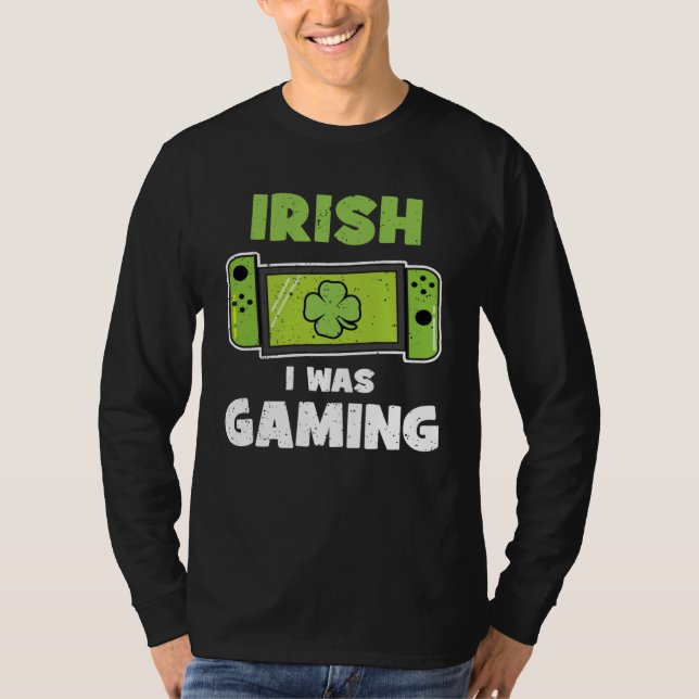 Camiseta Irish I was Gaming Video Gamers Kids St Patricks D (Anverso)