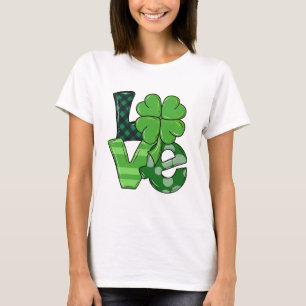 Camiseta Irish Love St. Patrick's Day Shamrock Green Plaid