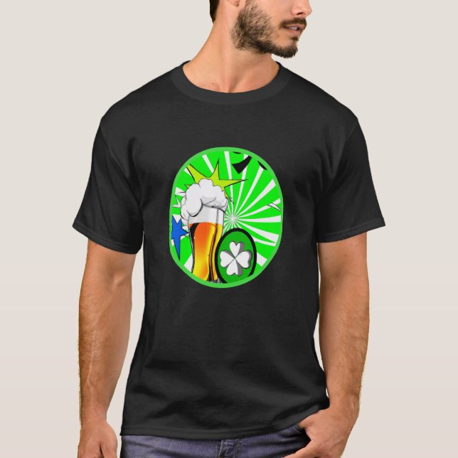 Camiseta Irish lucky shamrock with beer mug St Patricks Day (Anverso)