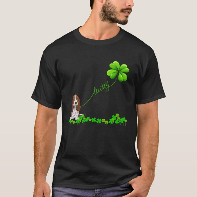 Camiseta Irish Lucky with basset hound  basset hound (Anverso)