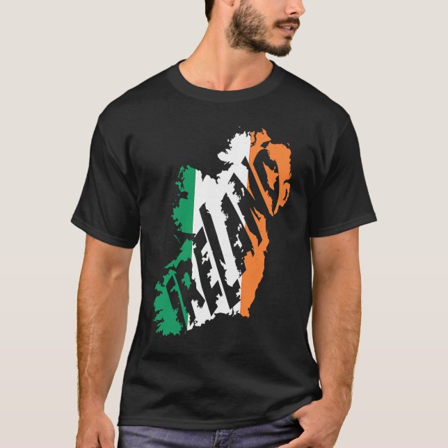 Camiseta Irish Map Word  Ireland Flag Colour Letters (Anverso)