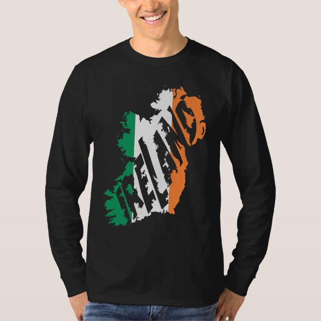 Camiseta Irish Map Word  Ireland Flag Colour Letters (Anverso)