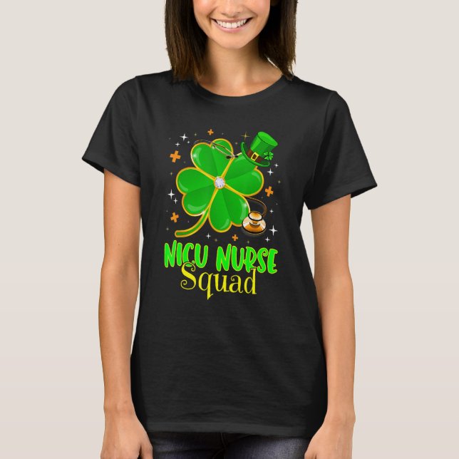Camiseta Irish NICU Nurse Shamrock Squad Stethoscope St Pat (Anverso)