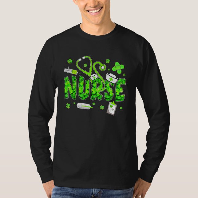Camiseta Irish Nurse Stethoscope Scrub St Patricks Day Nurs (Anverso)