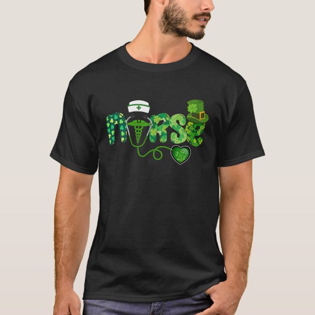 Camiseta Irish Nurse Stethoscope Scrub St Patricks Day Nurs (Anverso)
