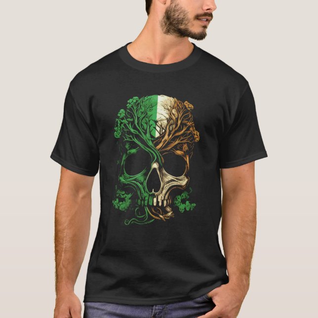 Camiseta Irish Roots With Irish Flag Skull (Anverso)