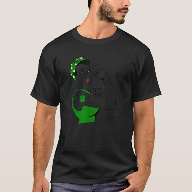 Camiseta Irish Rosie The Riveter Funny Cute St Patricks Day (Anverso)