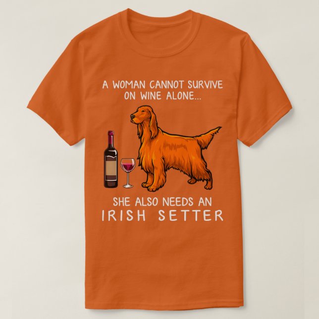 Camiseta Irish Setter and wine Funny dog  (Diseño del anverso)