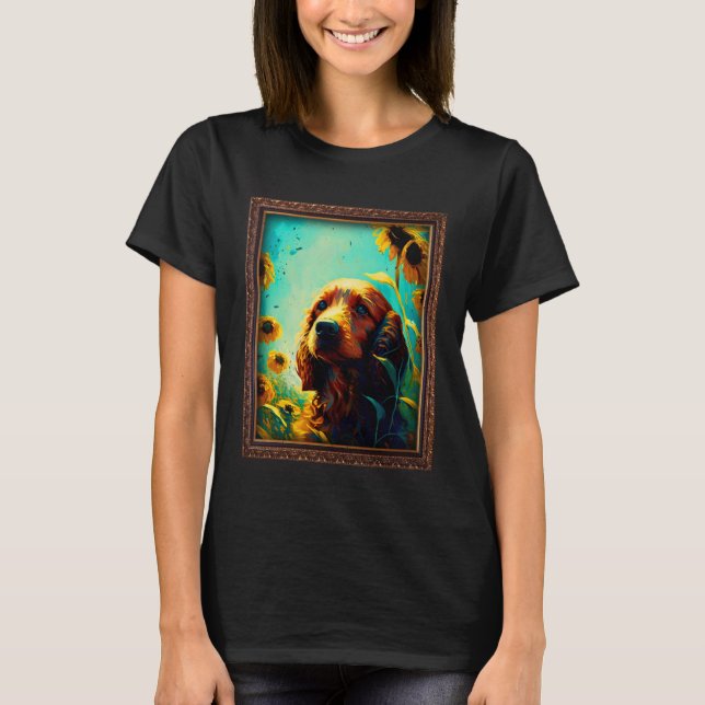 Camiseta Irish Setter Painting Sunflower Flower Mom Women F (Anverso)