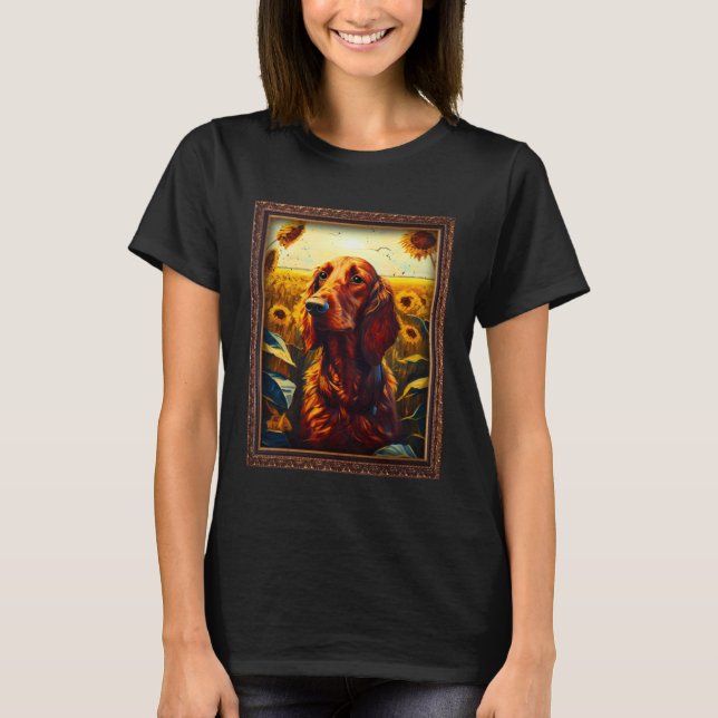 Camiseta Irish Setter Painting Sunflower Flower Mom Women F (Anverso)