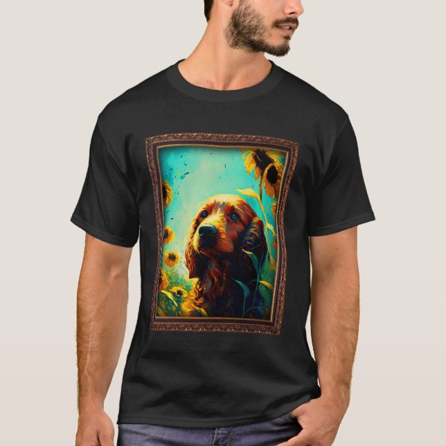Camiseta Irish Setter Painting Sunflower Flower Mom Women F (Anverso)