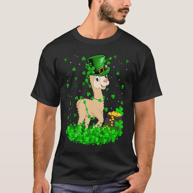 Camiseta Irish Shamrock Leprechaun Alpaca St Patrick's Day  (Anverso)