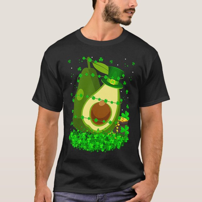 Camiseta Irish Shamrock Leprechaun Avocado St Patrick's Day (Anverso)
