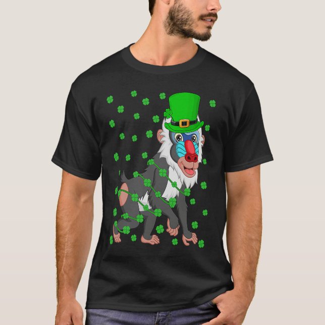 Camiseta Irish Shamrock Leprechaun Baboon St Patrick's Day (Anverso)