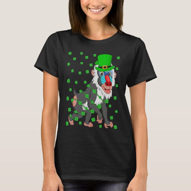 Camiseta Irish Shamrock Leprechaun Baboon St Patrick's Day (Anverso)