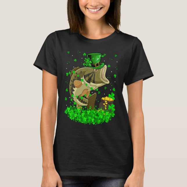 Camiseta Irish Shamrock Leprechaun Bass Fish St Patrick's D (Anverso)