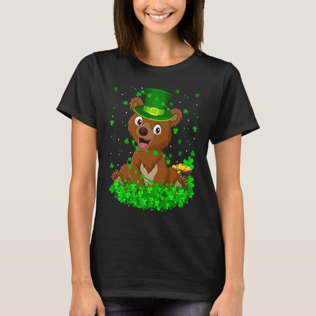Camiseta Irish Shamrock Leprechaun Bear St Patrick's Day (Anverso)