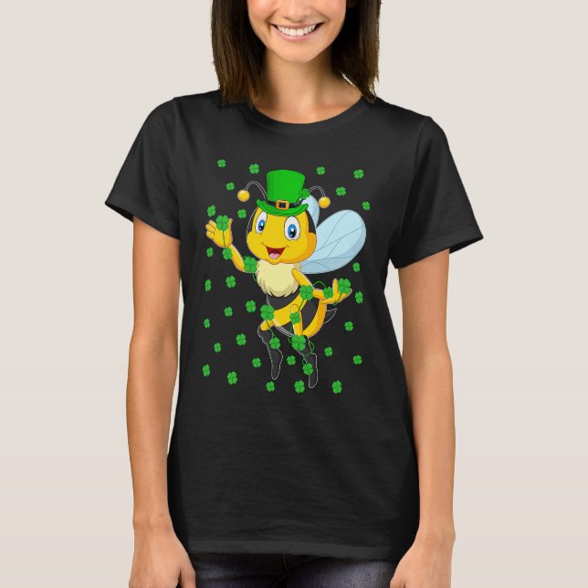 Camiseta Irish Shamrock Leprechaun Bee St Patrick's Day (Anverso)