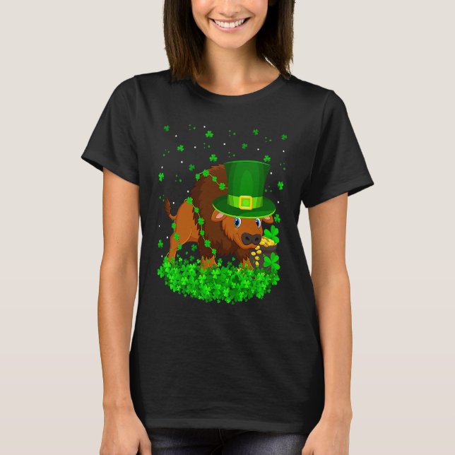 Camiseta Irish Shamrock Leprechaun Bison St Patrick's Day (Anverso)