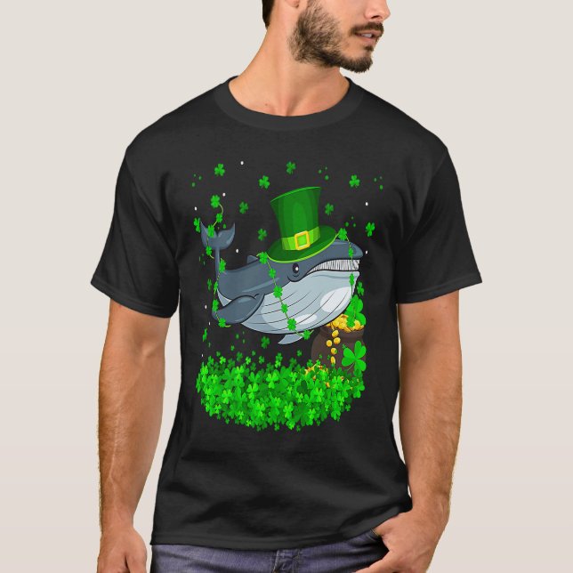 Camiseta Irish Shamrock Leprechaun Blue Whale St Patrick's  (Anverso)