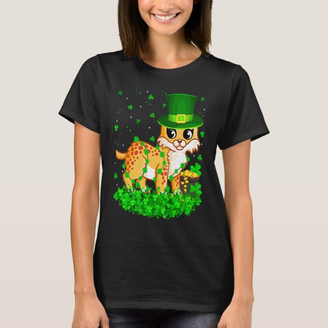 Camiseta Irish Shamrock Leprechaun Bobcat St Patrick's Day (Anverso)