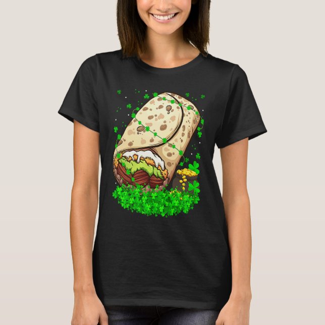 Camiseta Irish Shamrock Leprechaun Burrito St Patrick's Day (Anverso)