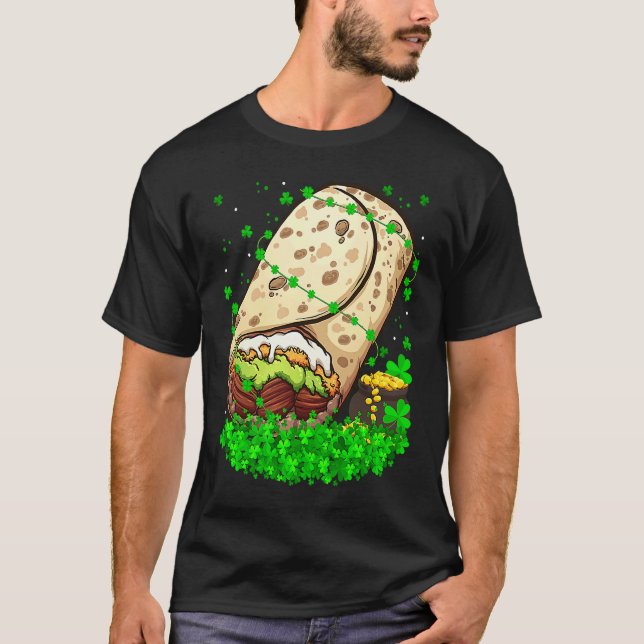 Camiseta Irish Shamrock Leprechaun Burrito St Patrick's Day (Anverso)