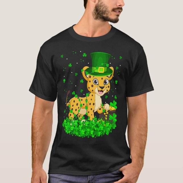 Camiseta Irish Shamrock Leprechaun Cheetah St Patrick's Day (Anverso)